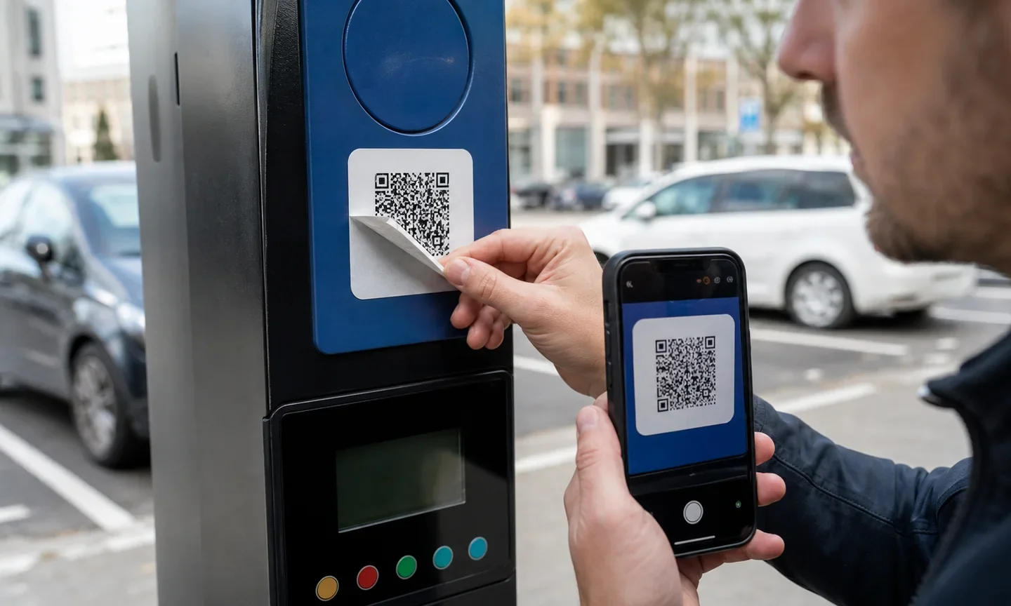 Користувач помічає підмінену наліпку з QR-кодом на міському паркувальному терміналі