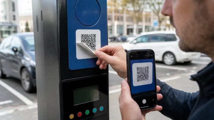 Користувач помічає підмінену наліпку з QR-кодом на міському паркувальному терміналі