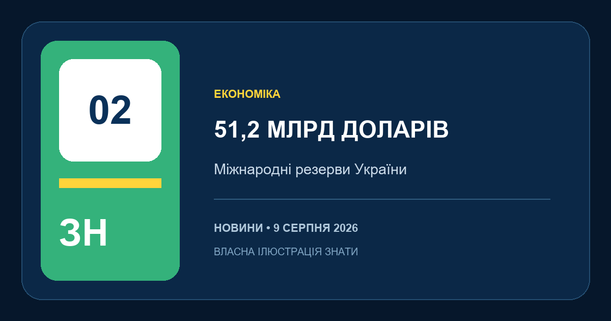 Міжнародні резерви України у липні зменшилися на 0,1% — до $51,2 млрд — власна ілюстрація ЗНАТИ