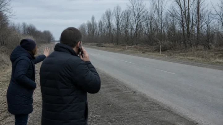 Люди з безпечної відстані повідомляють про потенційно небезпечну ділянку біля дороги
